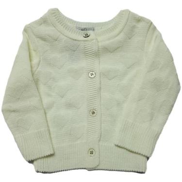 Imagem de Casaquinho Bebê Corações Tricot - Agaéli Kids, Branco, G