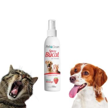 Imagem de Spray Bucal Morango Mal Halito Pet Cachorro Gato Boca Dog - Pet Clean