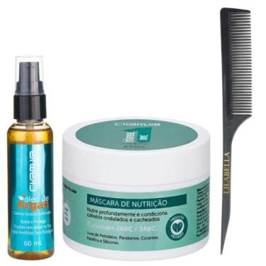 Imagem de Kit Curls Máscara C.Kamura + Brilho Argan + Pente Lilabella