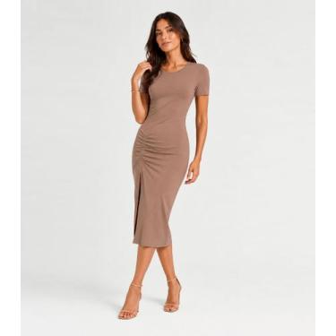 Imagem de Vestido Midi Em Visco Classic Infinita Cor Marrom, GG, Marrom
