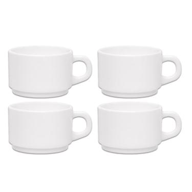Imagem de Xícara de Café Essenza para Servir em Hotel Ou Restaurante Vidro Opalino Resistente a Choques Térmicos Kit com 4