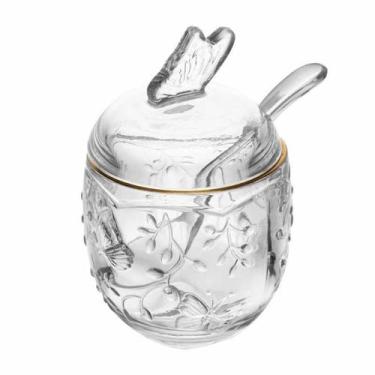 Imagem de Açucareiro com Colher New Butterfly com Fio de Ouro 250ml Cristal Ecol