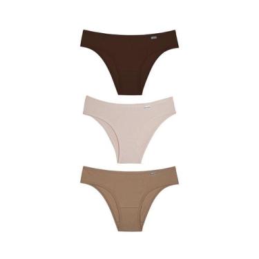 Imagem de Kit Delrio 3 Calcinhas Em Cotton V51364 Rose/Make/Mousse, Cafe, Capucc