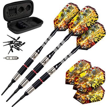 Imagem de Dardos de ponta macia Viper Jaguar 80% tungstênio com estojo de armazenamento/viagem, serrilhagem grossa, 18 gramas