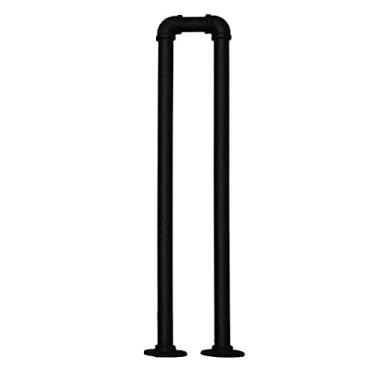 Imagem de Pkfinrd Corrimão de escada em forma de U em ferro forjado para trilhos de entrada internos e externos preto à prova de ferrugem ao ar livre kit de suporte de trilho corrimão (cor: preto, tamanho: 90 cm)