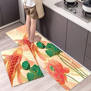 Imagem de jia cool Tapetes de Cozinha e Borracha Antiderrapantes, Tapete de Cozinha, Lavável, Tapete de Banheiro, Corredor, 40x60cm, Floral, Cf-951