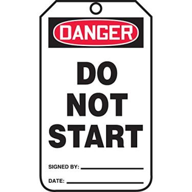 Imagem de Accuform Signs MDT289CTP Accuform PF-Cardstock Jumbo Tag, Legend"Danger Do Not Start", 21 cm de comprimento x 9 cm de largura x 0 cm de espessura, vermelho/preto no branco (pacote com 25)