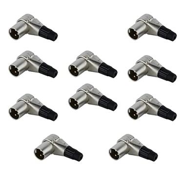 Imagem de Kit Com 10 Plug HJH XLR Macho Em L Com Pino Banhado A Ouro