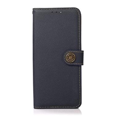 Imagem de Capa carteira para Google Pixel 6/6 Pro, capa de couro legítimo premium com compartimento para cartão e suporte magnético integrado capa de telefone TPU macio, azul, 6 Pro 17 cm