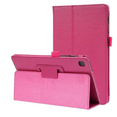 Imagem de Tablet protetor PC Capa Texture Leather Tablet Case para Samsung Galaxy Tab A7 Lite 8.7 T220 / T225 2021 Capa traseira à prova de choque do protetor de fólio flexível com suporte (Color : Rose red)