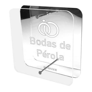 Imagem de Quadro 3d Bodas de Pérola 30 anos Escultura Símbolo Enfeite Presente Cor: Prata