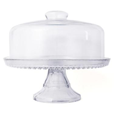Imagem de Boleira de Vidro Prato para Bolo Decorado Com Pé e Tampa