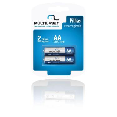 Imagem de Pilhas Recarregaveis AA Multilaser 2500mAH com 2 Unidades - CB053