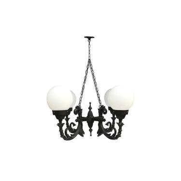 Imagem de Lustre Colonial Paris Com Corrente Em Alumínio 04 Globos