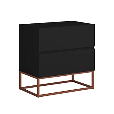 Imagem de Mesa de Cabeceira Eros 45 Estilo Industrial 2 Gavetas Base Cobre (Preto)