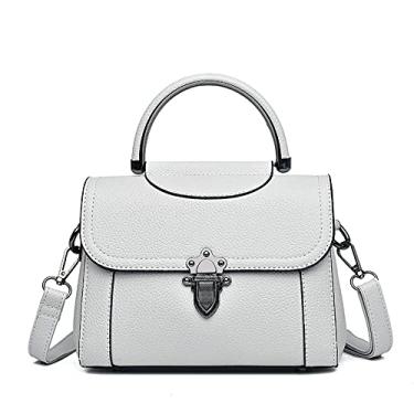 Imagem de Bolsa transversal com aba de alça superior para mulheres bolsas de couro moda simples bolsa de ombro bolsa de mão bolsa, Branco