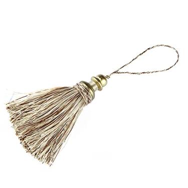 Imagem de 1 peça borlas douradas para artesanato guarnição corda pendurada cortina de seda franja decoração acessórios para casa joias da sala de estar decoração faça você mesmo, mistura bege, 4 peças
