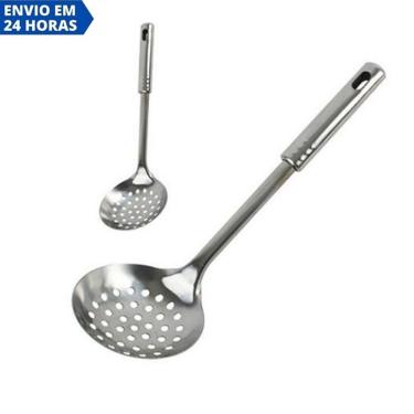 Imagem de Escumadeira Inox 30cm Antiaderente Utensilio Cozinha Buffet