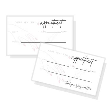 Imagem de Cartões de lembrete de compromisso de unhas | Tamanho do cartão de visita impresso físico 5 x 8,9 cm | Suprimentos para técnicos de unhas design de cartão branco