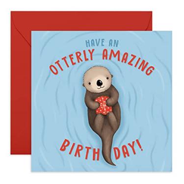 Imagem de CENTRAL 23 - Lindos cartões de aniversário para mulheres - "Have An Otterly Amazing Birthday" - Cartão de aniversário doce para a mãe - Cartões de aniversário divertidos para homens - Vem com adesivos divertidos