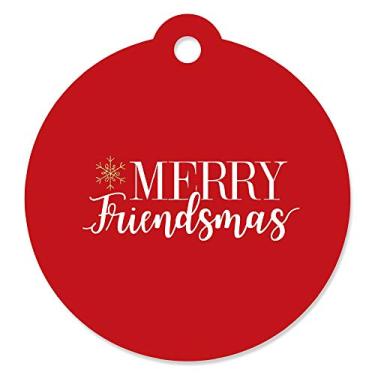 Imagem de Big Dot of Happiness Amigos vermelhos e dourados - Etiquetas de presente para lembrancinhas de Natal de amigos (conjunto com 20)