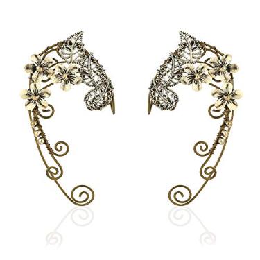 Imagem de Brincos de orelha de elfo para mulheres, brincos de fada élfica feitos à mão com clipe de metal para fantasia de fada renascentista, fantasia de Halloween, cosplay, casamento - Yolmina, Latão