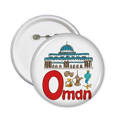 Imagem de Broche de símbolo nacional de Omã com padrão de marco e emblema de botão, 5 peças