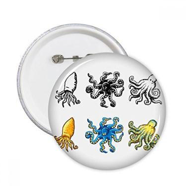 Imagem de Ilustração de padrão de polvo da vida marinha alfinetes redondos emblema botão decoração acessório 5 peças