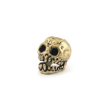 Imagem de Punk Brass Skull Diy EDC ferramentas ao ar livre, miçangas, cordão de guarda-chuva contas de cobre branco vintage crânio paracord contas personalidade pingente pendurado (estilo B) amarelo)