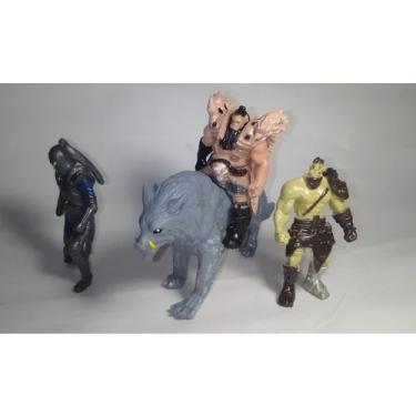 Imagem de 4 Figuras Bonecos Miniatura Warcraft Cavaleiro Humano Orcs