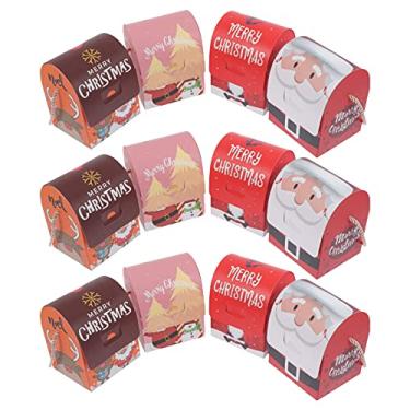 Imagem de 12 peças caixa de papel de Natal doces doces doces caixa de embalagem de lanches recipiente de biscoito de férias bolsa ornamento de árvore de natal para loja de casa