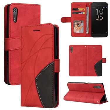 Imagem de Capa carteira para Sony Xperia XZ, compartimentos para porta-cartões, fólio de couro PU de luxo anexado à prova de choque capa de TPU com fecho magnético com suporte para Sony Xperia XZ (vermelho)