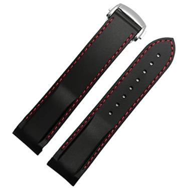 Imagem de AEMALL Extremidade curvada 20 mm 22 mm pulseira de silicone de borracha para relógio Omega At150 Seamaster 007 para pulseira de marca Seiko Mido (Cor: preto vermelho-prata, tamanho: 20 mm)