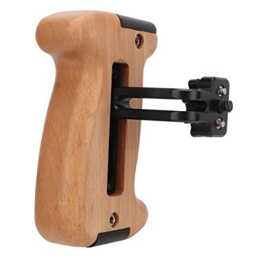 Imagem de Alça de gaiola de madeira DSLR, alça de gaiola de câmera ergonômica portátil com montagem de sapata fria para câmera DSLR