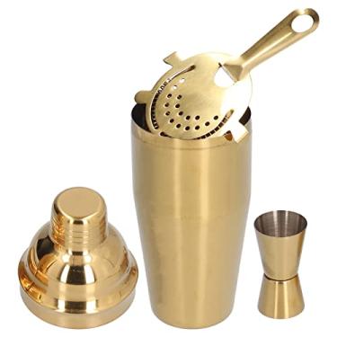 Imagem de Conjunto de agitador de coquetel kit de barman,conjunto de coquetel elegante 750 ml kit de ferramentas de bar de a?o inoxid¨¢vel com coador de medida copo agitador para clube de bar em casa(Gold),