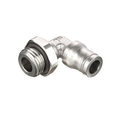 Imagem de Parker 169PLM-4M-2G-pk20 Prestolok PLM Encaixe de metal para ligar, tubo para tubo, latão niquelado, empurrar para conectar e macho BSPP cotovelo de 90 graus, 4 mm e 1/8 polegada (pacote com 20)