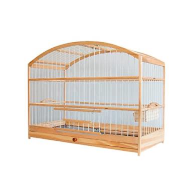 Imagem de Gaiola Para Passarinho em Madeira, Para Passeio, Trinca Ferro, Com Coxo Lateral, Rossa Natural