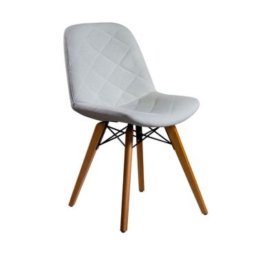 Imagem de Cadeira de Jantar Lean Estofada com Pé Palito Cru
