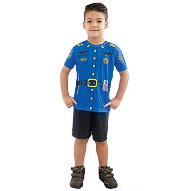 Imagem de Fantasia Infantil Policial Com Camiseta E Short 2 A 8 Anos (G (6 a 8 Anos))