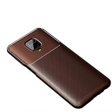 Imagem de Capa Capinha Anti Impacto Para Xiaomi Redmi Note 9 com Tela de 6.53" polegadas - Case Com Desenho Fibra De Carbono Shock Queda - Danet (Marrom)
