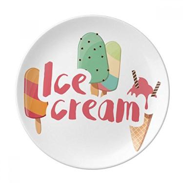 Imagem de Prato de picolé verde com estampa de sorvete de porcelana decorativa para salver louça de jantar