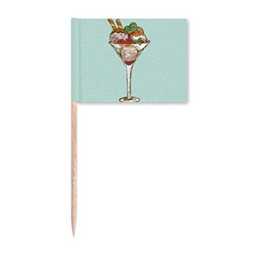 Imagem de Folhas de flor cálice sorvete, bola de palito, bandeiras de palito, enfeite de festa