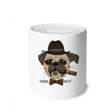 Imagem de DIYthinker Porta-moedas de cerâmica estilo britânico suave fumê para cães e cigarro, presente de cofrinho