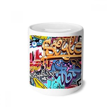 Imagem de DIYthinker Caixa de moedas de cerâmica colorida com estampa de caveira, grafite, para dinheiro, porta-moedas