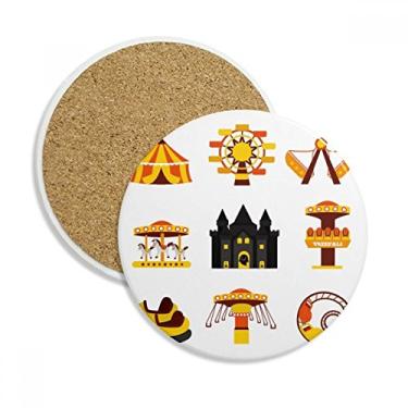 Imagem de Caneca porta-copos com ilustração colorida para parque de diversões, pedra absorvente de proteção de mesa