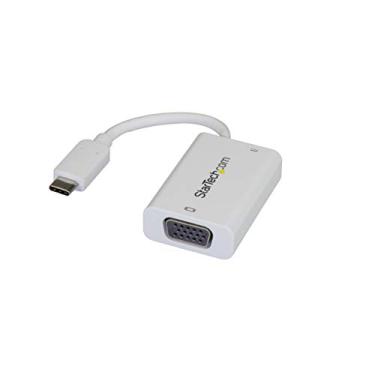 Imagem de StarTech. Com adaptador USB C para VGA com entrega de energia - Conversor de vídeo com monitor USB tipo C 1080p com carregamento - Pass-Through PD 60W - Compatível com Thunderbolt 3 - Branco (CDP2VGAUCPW)