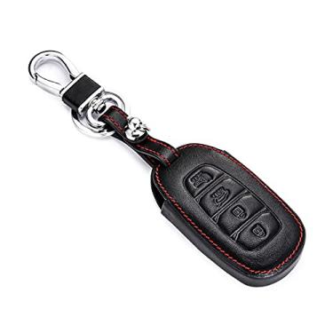 Imagem de Capa para porta-chaves do carro, capa de couro inteligente, adequado para Hyundai Elantra Palisade Grandeur Azera GT Kona 2018 2019, porta-chaves do carro ABS inteligente para chaves do carro