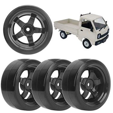 Imagem de xianshi Pneu para aro de roda RC, resistente ao desgaste 63 mm RC pneus de plástico rígido para carro de corrida RC 1/10 e carro de tração para carro WPL D12 1/10 RC