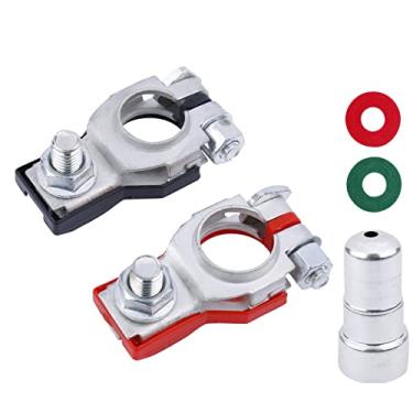 Imagem de Conectores de terminal de bateria (1 par), cabo de bateria positivo e negativo, pino superior do terminal com fundo de plástico (cobre estanhado), adequado para Nissan 243407F000, 243407F001 Altima Murano, etc