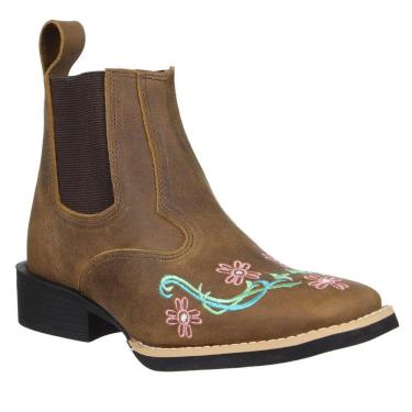 Imagem de Botina Feminina Bico Quadrado Marrom Cow Way 33721